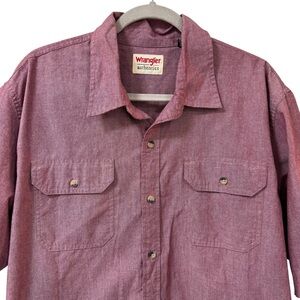 Wrangler Authentics short sleeve button-up shirt XL burgundy workwear